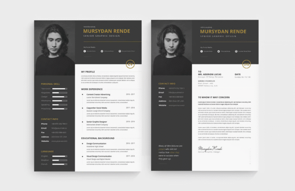 Luxury Dark CV Resume Set
